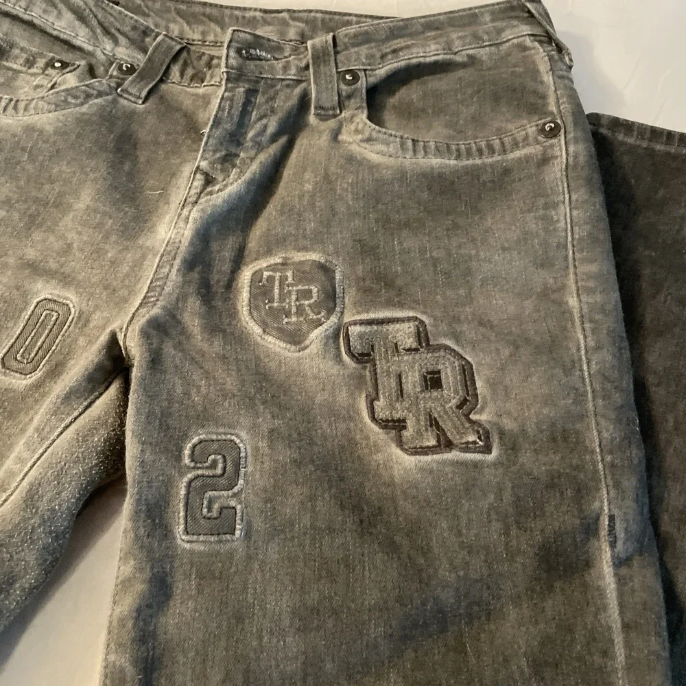 True Religion Rocco Skinny Jeans Mens 30 Faded Black Patched Denim Streetwear